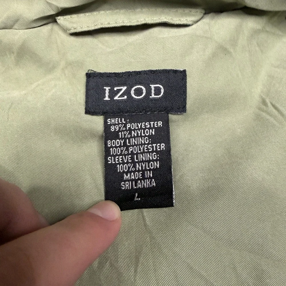 Vintage IZOD Full Zip Sage Green Windbreaker Mens Jacket Large Mesh Lined Solid